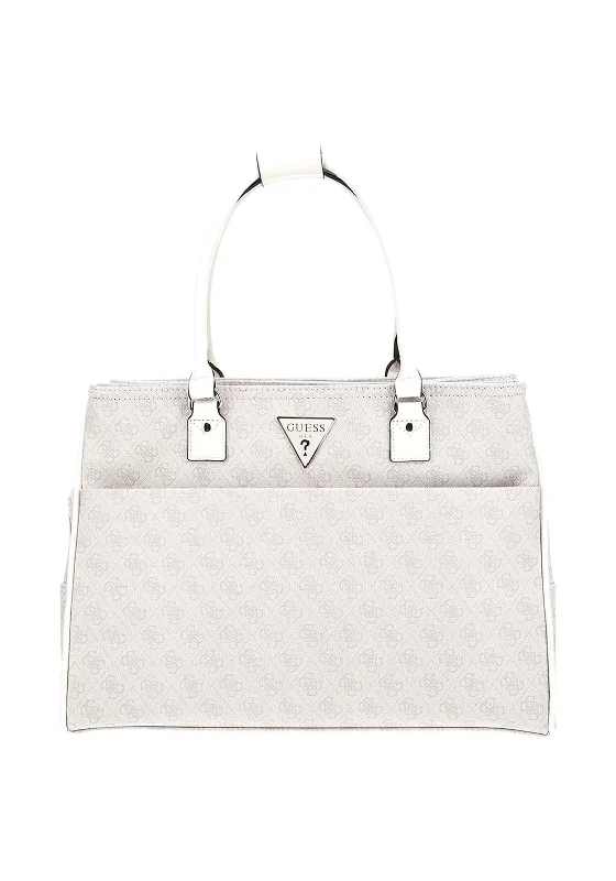 Faux Fur - Trimmed Tote Bag in White for a Cozy Winter LookGuess Jesco 4G Logo Shopper Bag, Dove Faux Fur - Trimmed Tote Bag in White for a Cozy Winter LookGuess Jesco 4G Logo Shopper Bag, Dove