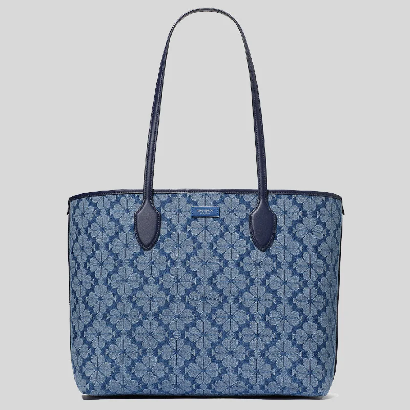 Women's Printed Tote Bag in Floral Patterns for a Spring - Themed Shopping TripKATE SPADE Spade Flower Jacquard Denim Bleecker Large Tote Parisian Navy Multi KF956 Women's Printed Tote Bag in Floral Patterns for a Spring - Themed Shopping TripKATE SPADE Spade Flower Jacquard Denim Bleecker Large Tote Parisian Navy Multi KF956