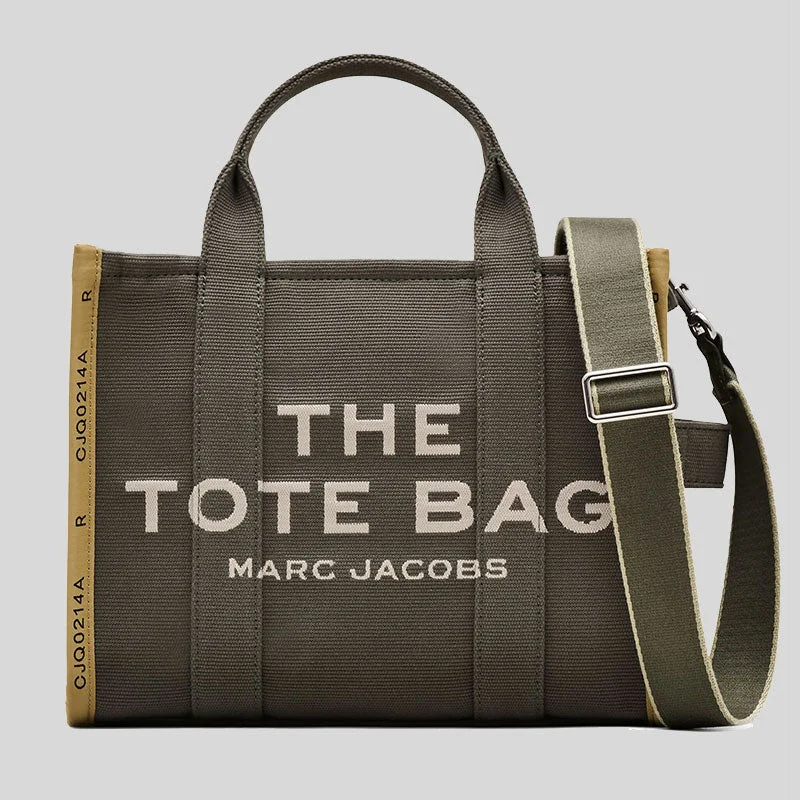 Medium - Sized Canvas Tote Bag in Navy Blue with Striped Pattern for a Nautical - Inspired LookMARC JACOBS The Jacquard Medium Tote Bag Bronze Green M0017027 Medium - Sized Canvas Tote Bag in Navy Blue with Striped Pattern for a Nautical - Inspired LookMARC JACOBS The Jacquard Medium Tote Bag Bronze Green M0017027