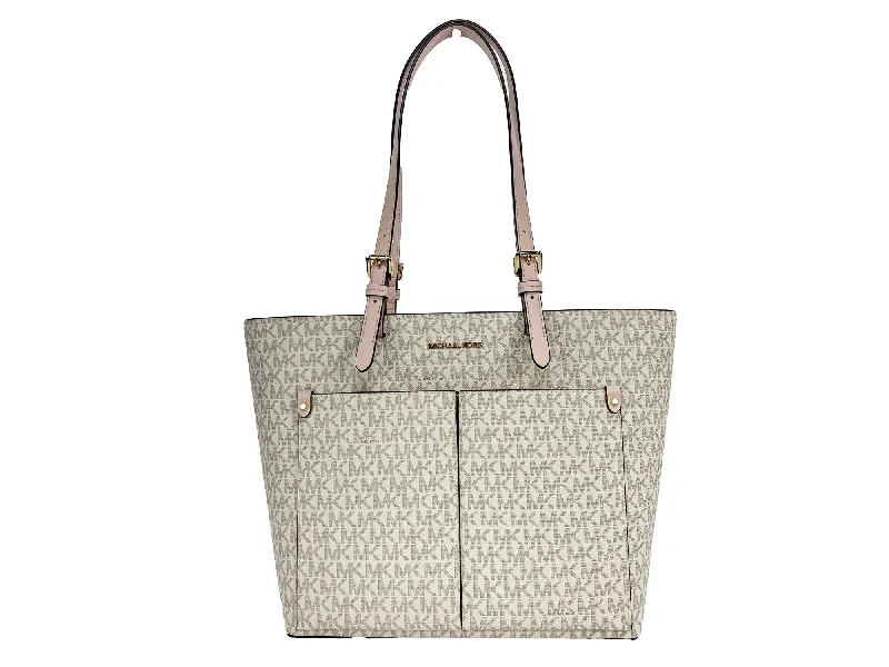Faux Fur - Trimmed Tote Bag in White for a Cozy Winter LookMichael Kors Jet Set Medium Powder Blush Signature PVC Double Pocket Tote Bag Faux Fur - Trimmed Tote Bag in White for a Cozy Winter LookMichael Kors Jet Set Medium Powder Blush Signature PVC Double Pocket Tote Bag