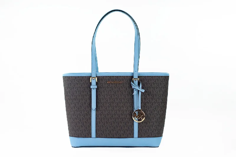 Quilted Tote Bag in Cream with Silver Hardware for a Classic and Sophisticated StyleMichael Kors Jet Set Travel Small Pale Blue Brown PVC Shoulder Tote Bag Purse Quilted Tote Bag in Cream with Silver Hardware for a Classic and Sophisticated StyleMichael Kors Jet Set Travel Small Pale Blue Brown PVC Shoulder Tote Bag Purse
