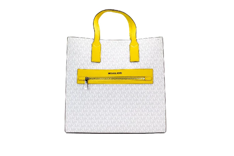 Women's Tote Bag with Magnetic Closure in Orange for Easy Access on the GoMichael Kors Kenly Large Signature Citrus PVC North South Tote Computer Handbag Women's Tote Bag with Magnetic Closure in Orange for Easy Access on the GoMichael Kors Kenly Large Signature Citrus PVC North South Tote Computer Handbag