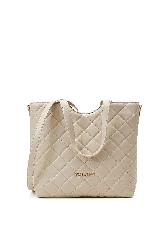 Women's Tote Bag with Magnetic Closure in Orange for Easy Access on the GoValentino Ocarina Large Quilted Tote Bag, Ecru Women's Tote Bag with Magnetic Closure in Orange for Easy Access on the GoValentino Ocarina Large Quilted Tote Bag, Ecru