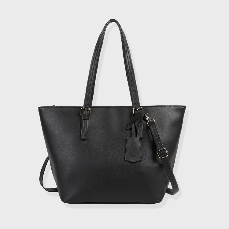 Women's Tote Bag with Detachable Pouch in Purple for Added ConveniencePORTO VEGAN LEATHER SHOULDER BAG BLACK Women's Tote Bag with Detachable Pouch in Purple for Added ConveniencePORTO VEGAN LEATHER SHOULDER BAG BLACK