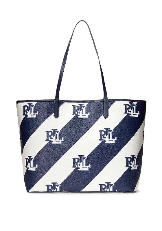 Quilted Tote Bag in Cream with Silver Hardware for a Classic and Sophisticated StyleRalph Lauren Large Coated Canvas Collins Tote Bag, Navy Quilted Tote Bag in Cream with Silver Hardware for a Classic and Sophisticated StyleRalph Lauren Large Coated Canvas Collins Tote Bag, Navy