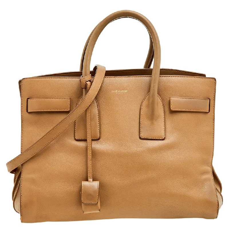 Women's Tote Bag with Magnetic Closure in Orange for Easy Access on the GoSaint Laurent Beige Leather Large Sac De Jour Tote Women's Tote Bag with Magnetic Closure in Orange for Easy Access on the GoSaint Laurent Beige Leather Large Sac De Jour Tote