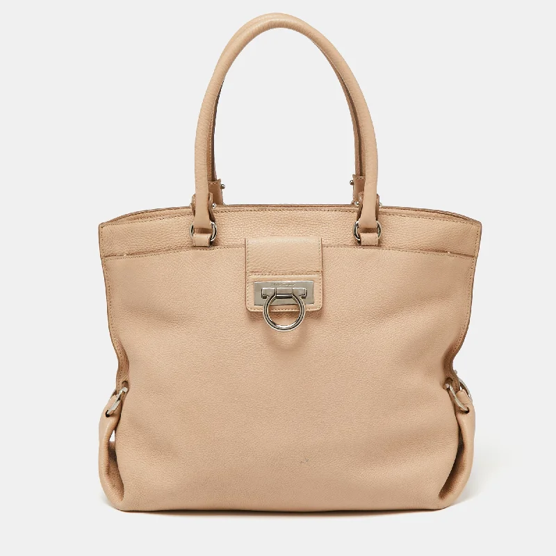 Tote Bag with RFID - Blocking Pocket in Black for Protecting Your Cards and InformationSalvatore Ferragamo Beige Pebbled Leather Dotty Tote Tote Bag with RFID - Blocking Pocket in Black for Protecting Your Cards and InformationSalvatore Ferragamo Beige Pebbled Leather Dotty Tote