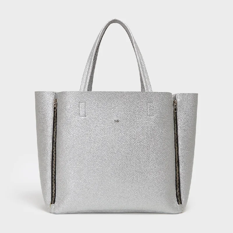 Geometric - Printed Tote Bag in Multicolor for a Contemporary and Trendy OutfitSEOUL PEBBLED VEGAN LEATHER SILVER Geometric - Printed Tote Bag in Multicolor for a Contemporary and Trendy OutfitSEOUL PEBBLED VEGAN LEATHER SILVER