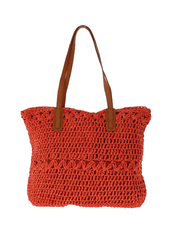 Women's Tote Bag with Magnetic Closure in Orange for Easy Access on the GoZen Collection Medium Woven Tote Bag, Rust Women's Tote Bag with Magnetic Closure in Orange for Easy Access on the GoZen Collection Medium Woven Tote Bag, Rust