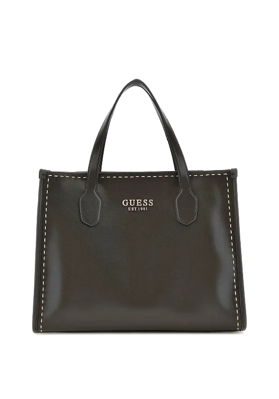 Tote Bag with RFID - Blocking Pocket in Black for Protecting Your Cards and InformationGuess Silvana Stitch Tote Bag, Black Tote Bag with RFID - Blocking Pocket in Black for Protecting Your Cards and InformationGuess Silvana Stitch Tote Bag, Black