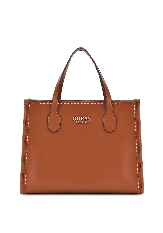 Small Vegan Leather Tote Bag in Blush Pink with Gold - Tone Hardware for a Feminine and Stylish AccessoryGuess Silvana Stitch Tote Bag, Cognac Small Vegan Leather Tote Bag in Blush Pink with Gold - Tone Hardware for a Feminine and Stylish AccessoryGuess Silvana Stitch Tote Bag, Cognac