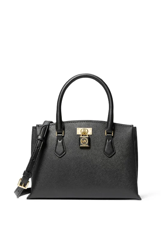 Metallic Tote Bag in Rose Gold with Chain Handles for a Glamorous Night OutMICHAEL Michael Kors Small Ruby Tote Bag, Black Metallic Tote Bag in Rose Gold with Chain Handles for a Glamorous Night OutMICHAEL Michael Kors Small Ruby Tote Bag, Black