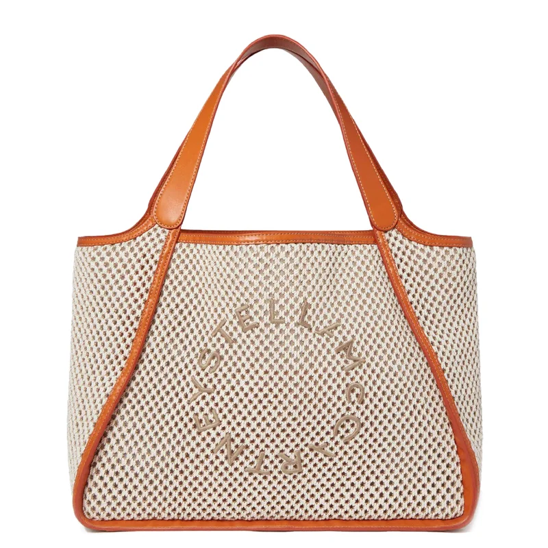 Women's Tote Bag with Detachable Pouch in Purple for Added ConvenienceStella Logo Tote Bag Large, Rope Mesh, Ivory/Beige Women's Tote Bag with Detachable Pouch in Purple for Added ConvenienceStella Logo Tote Bag Large, Rope Mesh, Ivory/Beige
