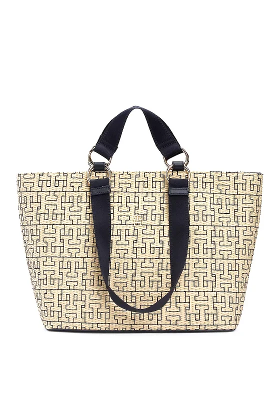 Embroidered Tote Bag in Beige with Floral Motifs for a Boho - Chic VibeTommy Hilfiger City Monogram Straw Tote Bag, Space Blue Embroidered Tote Bag in Beige with Floral Motifs for a Boho - Chic VibeTommy Hilfiger City Monogram Straw Tote Bag, Space Blue