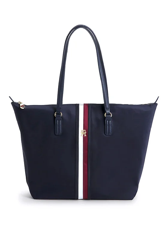 Waterproof Tote Bag in Yellow for Outdoor Activities in Wet WeatherTommy Hilfiger Monogram Signature Recycled Tote Bag, Space Blue