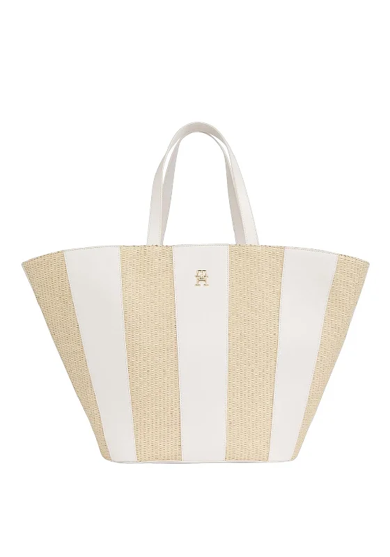 Linen Tote Bag in Natural Beige with Braided Details for a Rustic Summer EnsembleTommy Hilfiger Woven Large Summer Tote, Beige Linen Tote Bag in Natural Beige with Braided Details for a Rustic Summer EnsembleTommy Hilfiger Woven Large Summer Tote, Beige