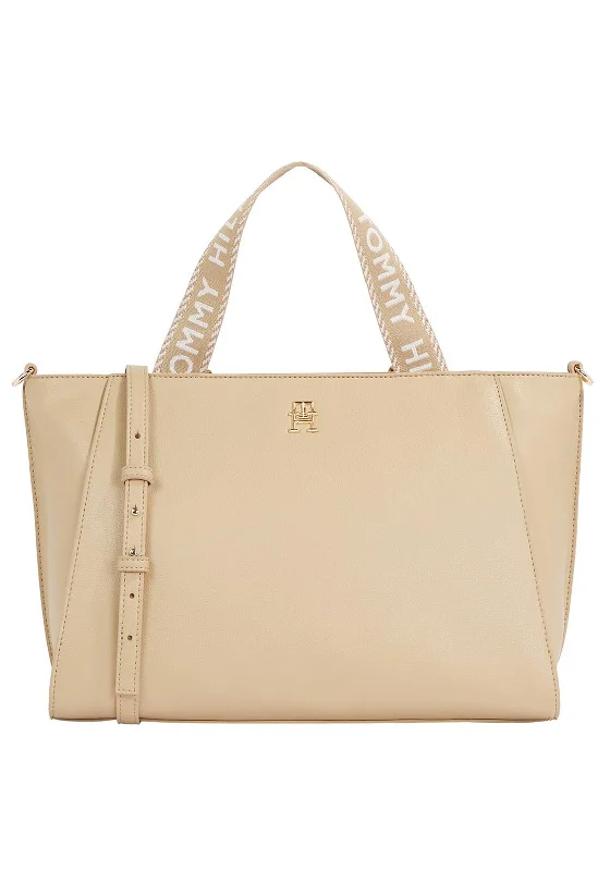 Monogrammed Tote Bag in Brown Leather with Personalized Initials for a Custom and Elegant TouchTommy Hilfiger Spacious Logo Strap Large Tote Bag, Taupe Monogrammed Tote Bag in Brown Leather with Personalized Initials for a Custom and Elegant TouchTommy Hilfiger Spacious Logo Strap Large Tote Bag, Taupe