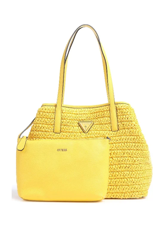 Faux Fur - Trimmed Tote Bag in White for a Cozy Winter LookGuess Vikky Woven Medium Tote, Yellow Faux Fur - Trimmed Tote Bag in White for a Cozy Winter LookGuess Vikky Woven Medium Tote, Yellow