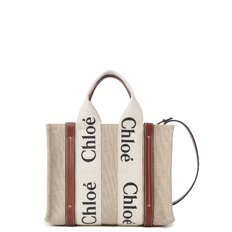Tote Bag with RFID - Blocking Pocket in Black for Protecting Your Cards and InformationWoody Tote Small Strap Linen, White/Brown Tote Bag with RFID - Blocking Pocket in Black for Protecting Your Cards and InformationWoody Tote Small Strap Linen, White/Brown