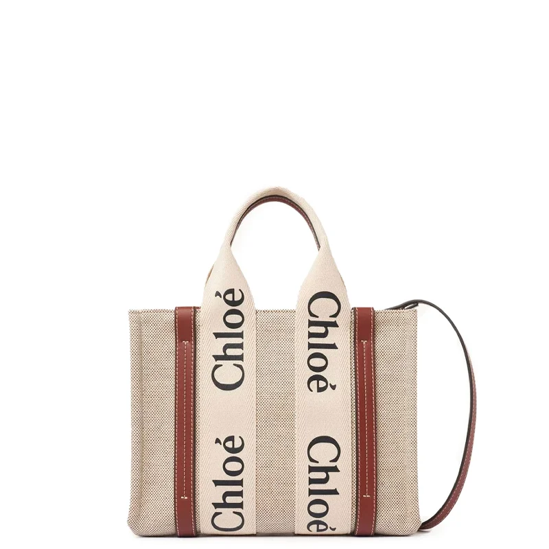 Medium - Sized Canvas Tote Bag in Navy Blue with Striped Pattern for a Nautical - Inspired LookWoody Tote Small Strap Cotton, White/Brown Medium - Sized Canvas Tote Bag in Navy Blue with Striped Pattern for a Nautical - Inspired LookWoody Tote Small Strap Cotton, White/Brown