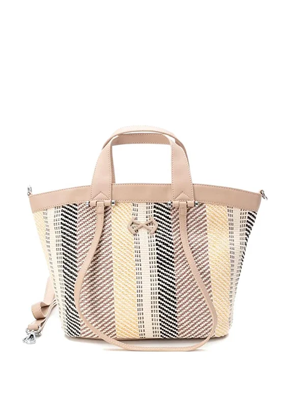 Women's Tote Bag with Detachable Pouch in Purple for Added ConvenienceXti Woven Medium Shoulder Tote Bag, Beige