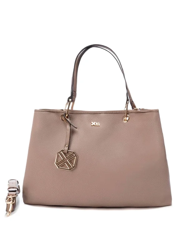 Women's Tote Bag with Inner Compartments in Gray for Organizing Everyday EssentialsXti Womens Faux Pebbled Leather Tote Bag, Taupe Women's Tote Bag with Inner Compartments in Gray for Organizing Everyday EssentialsXti Womens Faux Pebbled Leather Tote Bag, Taupe