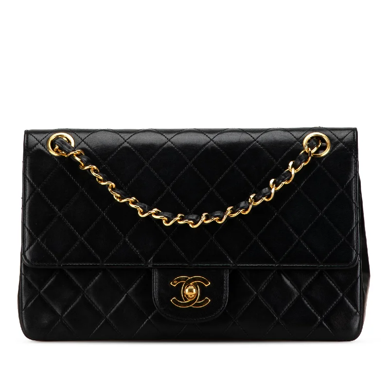 Women's Large Leather Shoulder Bag in Brown with Multiple Compartments for WorkBlack Chanel Medium Quilted Lambskin Double Flap Shoulder Bag Women's Large Leather Shoulder Bag in Brown with Multiple Compartments for WorkBlack Chanel Medium Quilted Lambskin Double Flap Shoulder Bag