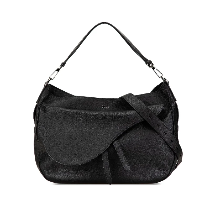 Leather Shoulder Bag with Magnetic Closure in Black for Quick AccessBlack Dior Grained Calfskin Saddle Soft Bag Satchel Leather Shoulder Bag with Magnetic Closure in Black for Quick AccessBlack Dior Grained Calfskin Saddle Soft Bag Satchel