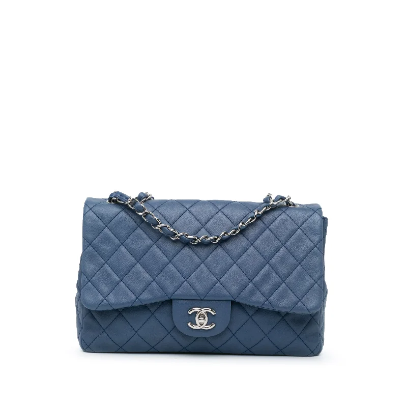 Women's Shoulder Bag with Zippered Pockets in Orange for SafetyBlue Chanel Jumbo Classic Caviar Single Flap Bag Women's Shoulder Bag with Zippered Pockets in Orange for SafetyBlue Chanel Jumbo Classic Caviar Single Flap Bag
