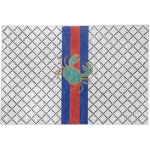 Women's Faux Fur Clutch in White for Winter BallsBlue Crab on Lattice Clutch