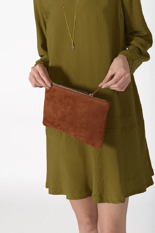 Snake - Skin Effect Clutch in Green for Exotic PartiesBo Trucco Bag - chestnut