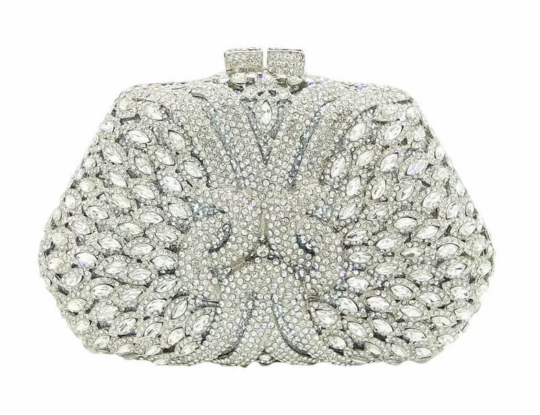 Floral - Printed Satin Clutch in Pink for Spring GalasSilver Diamante Clutch Purse Floral - Printed Satin Clutch in Pink for Spring GalasSilver Diamante Clutch Purse