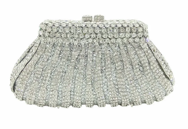Women's Small Beaded Clutch in Silver for New Year's Eve PartySilver Diamante Evening Bag Women's Small Beaded Clutch in Silver for New Year's Eve PartySilver Diamante Evening Bag