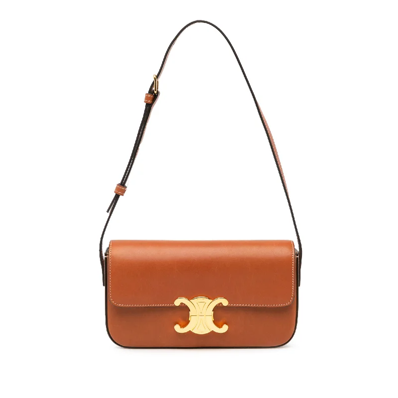Women's Shoulder Bag with Floral Embroidery in Purple for Spring WalksBrown Celine Leather Triomphe Claude Shoulder Bag Women's Shoulder Bag with Floral Embroidery in Purple for Spring WalksBrown Celine Leather Triomphe Claude Shoulder Bag