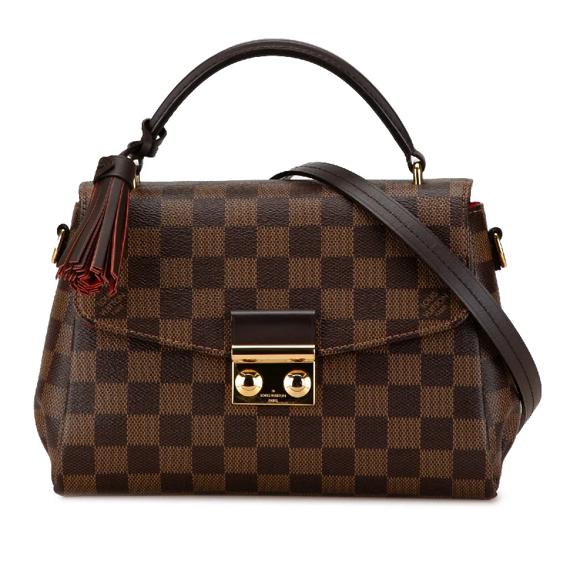 Women's Shoulder Bag with Faux Fur Strap in White for Winter StyleBrown Louis Vuitton Damier Ebene Croisette Satchel