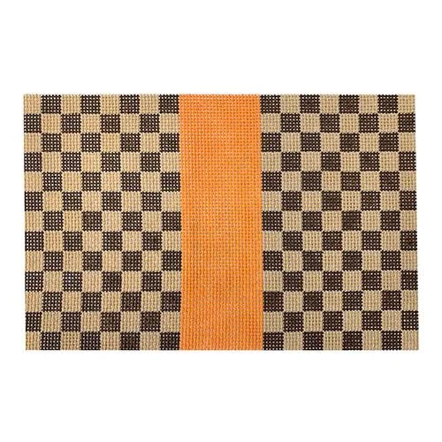 Pearl - Embellished Clutch in Cream for Bridal ShowersBrown Squares with Orange Stripe Pearl - Embellished Clutch in Cream for Bridal ShowersBrown Squares with Orange Stripe