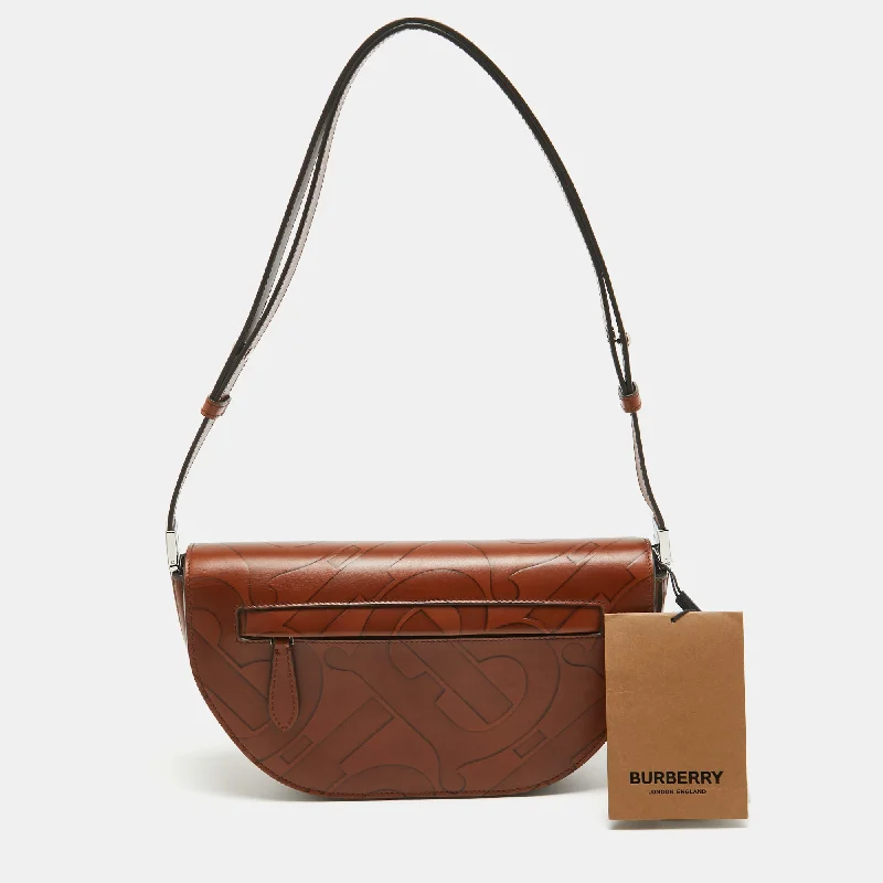 Leather Shoulder Bag with Magnetic Closure in Black for Quick AccessBurberry Brown Tb Embossed Leather Small Olympia Shoulder Bag Leather Shoulder Bag with Magnetic Closure in Black for Quick AccessBurberry Brown Tb Embossed Leather Small Olympia Shoulder Bag