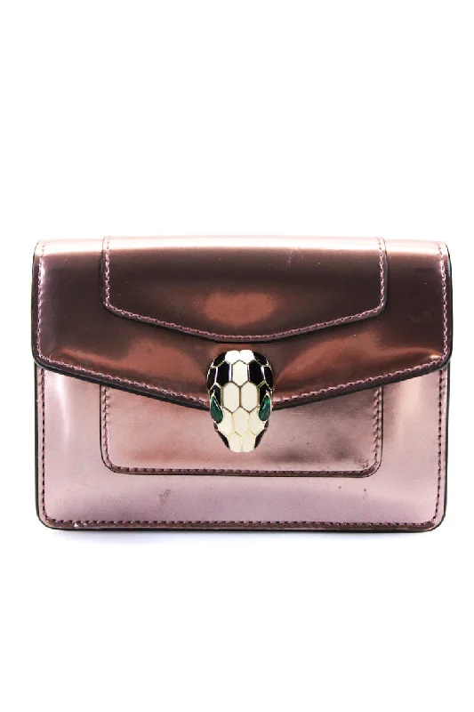 Shoulder Bag with Geometric Pattern in Multicolor for a Contemporary StyleBvlgari Women's Metallic Calfskin Serpenti Forever Clutch Handbag Pink Shoulder Bag with Geometric Pattern in Multicolor for a Contemporary StyleBvlgari Women's Metallic Calfskin Serpenti Forever Clutch Handbag Pink