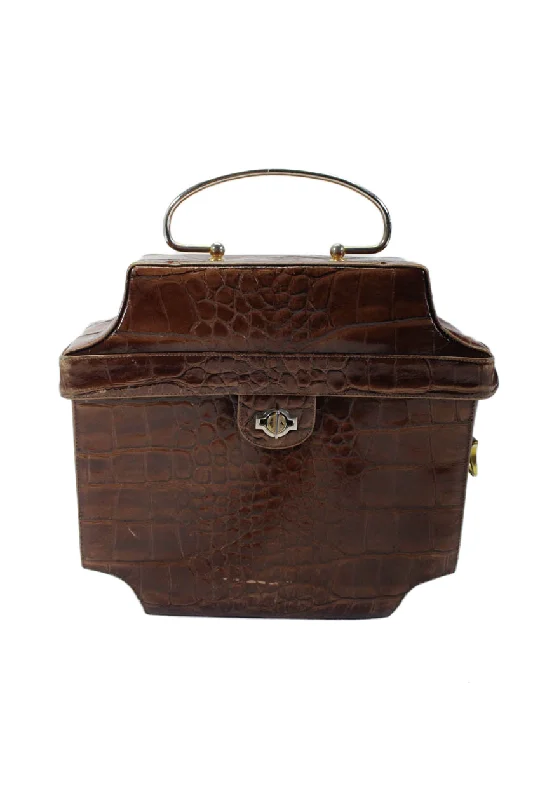 Embroidered Denim Shoulder Bag in Blue for a Vintage VibeCarey Adina Leather Alligator Embossed Turn Lock Metal Top Handle Handbag Brown Embroidered Denim Shoulder Bag in Blue for a Vintage VibeCarey Adina Leather Alligator Embossed Turn Lock Metal Top Handle Handbag Brown