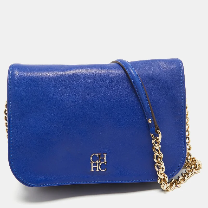 Women's Shoulder Bag with Zippered Pockets in Orange for SafetyCarolina Herrera Blue Leather New Baltazar Flap Shoulder Bag Women's Shoulder Bag with Zippered Pockets in Orange for SafetyCarolina Herrera Blue Leather New Baltazar Flap Shoulder Bag
