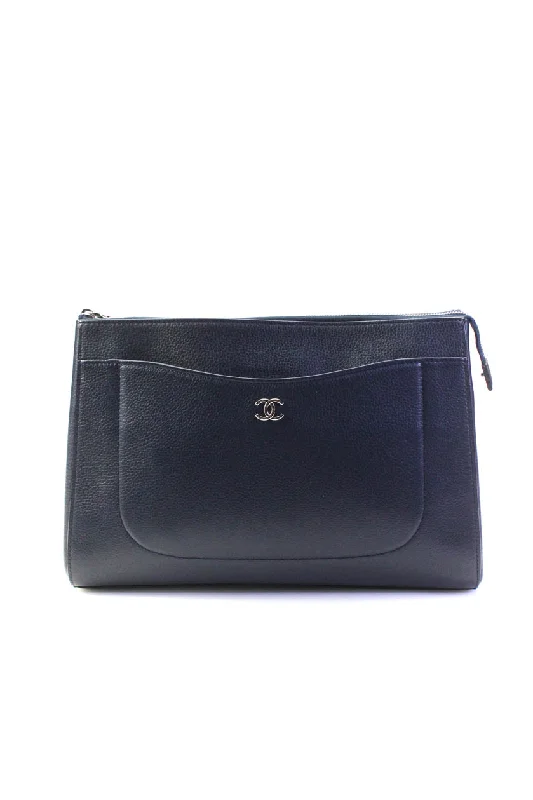 Metallic Shoulder Bag in Gold for Special OccasionsChanel Womens Medium Grained Calfskin Neo Executive Clutch Handbag Navy Blue Metallic Shoulder Bag in Gold for Special OccasionsChanel Womens Medium Grained Calfskin Neo Executive Clutch Handbag Navy Blue
