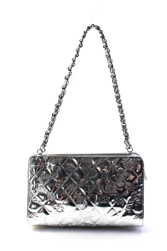 Women's Shoulder Bag with Adjustable Strap in Pink for ComfortChanel Womens Quilted Logo Precious Symbols Pochette Handbag Silver Tone Leather Women's Shoulder Bag with Adjustable Strap in Pink for ComfortChanel Womens Quilted Logo Precious Symbols Pochette Handbag Silver Tone Leather