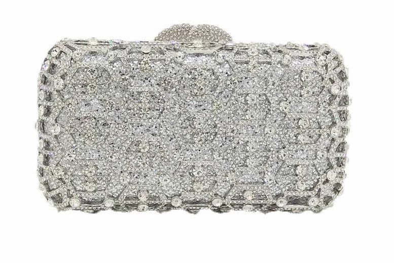 Bejeweled Clutch in Purple for Opera PerformancesSilver Crystal Clutch Bag