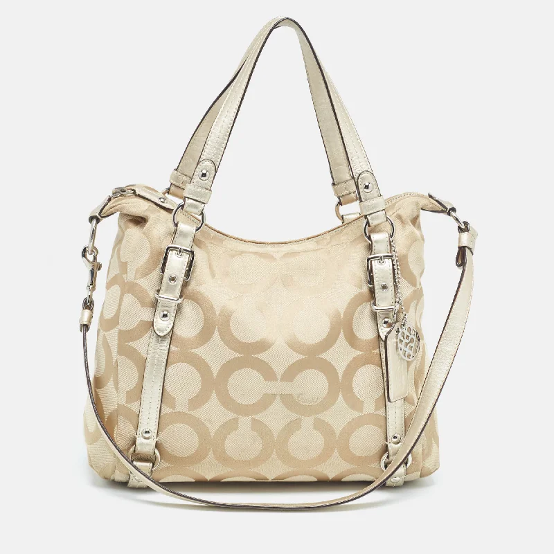 Women's Canvas Shoulder Bag in Navy with Striped Pattern for Beach TripsCoach Beige Signature Canvas Shoulder Bag Women's Canvas Shoulder Bag in Navy with Striped Pattern for Beach TripsCoach Beige Signature Canvas Shoulder Bag