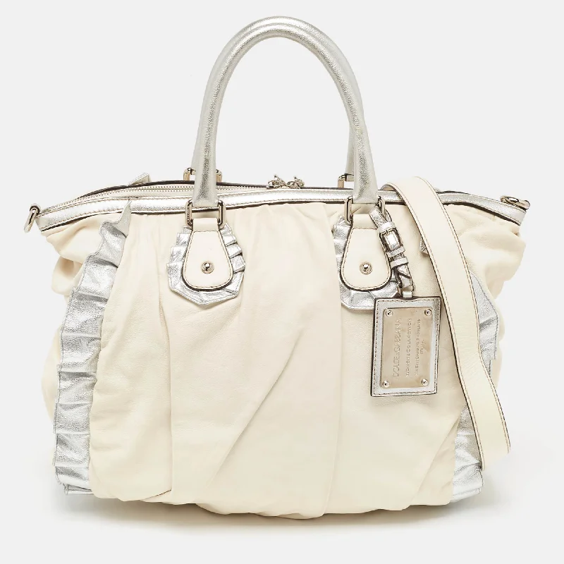 Women's Shoulder Bag with Floral Embroidery in Purple for Spring WalksDolce & Gabbana White Leather Miss Rouche Shoulder Bag Women's Shoulder Bag with Floral Embroidery in Purple for Spring WalksDolce & Gabbana White Leather Miss Rouche Shoulder Bag