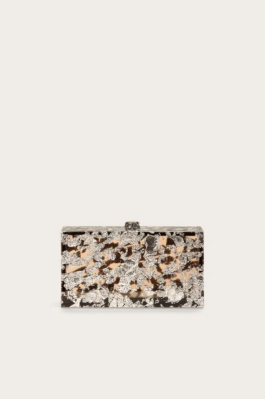 Women's Studded Leather Evening Bag in Black for Rock - n - Roll NightsELA CLUTCH - SHINY SILVER Women's Studded Leather Evening Bag in Black for Rock - n - Roll NightsELA CLUTCH - SHINY SILVER