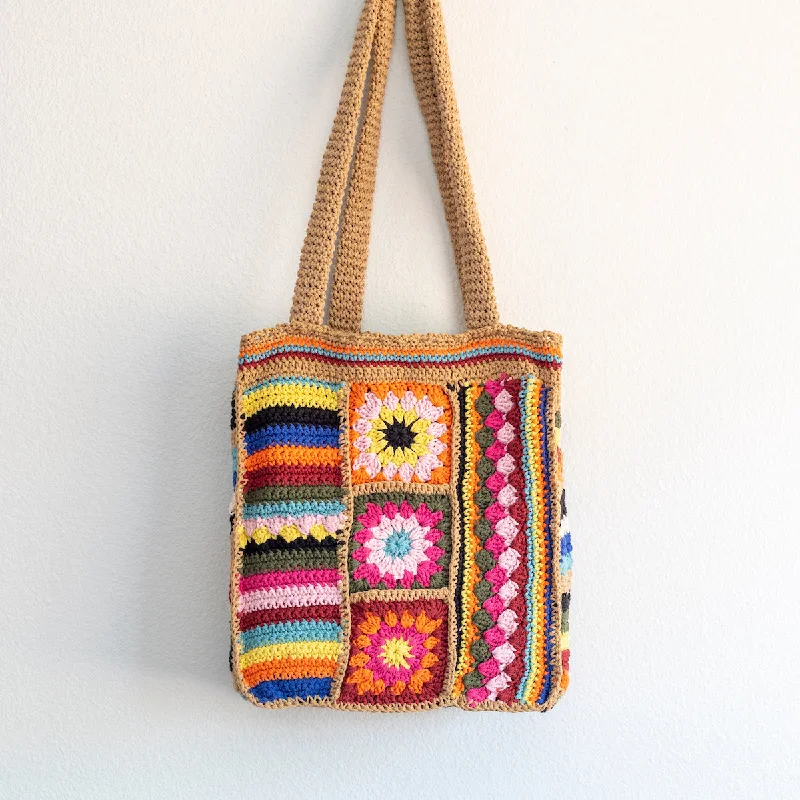 Vegan Leather Shoulder Bag in Gray for Ethical Fashion LoversElena Handbags Handmade Crochet Granny Square Patchwork Shoulder Bag Vegan Leather Shoulder Bag in Gray for Ethical Fashion LoversElena Handbags Handmade Crochet Granny Square Patchwork Shoulder Bag