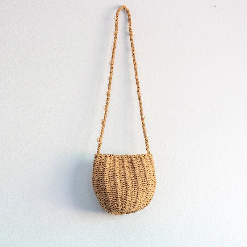 Vegan Leather Shoulder Bag in Gray for Ethical Fashion LoversElena Handbags Straw Shoulder Bag with Sea Shells Strap Vegan Leather Shoulder Bag in Gray for Ethical Fashion LoversElena Handbags Straw Shoulder Bag with Sea Shells Strap