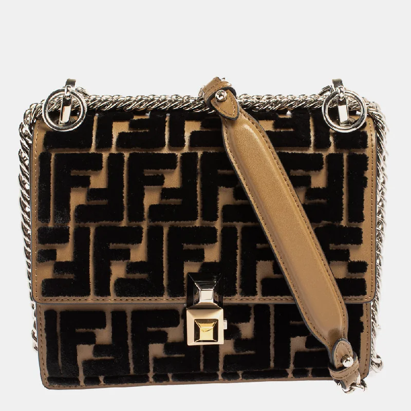 Canvas and Leather Combo Shoulder Bag in Tan for a Rustic LookFendi Leather And Velvet Small Kan I Chain Shoulder Bag Canvas and Leather Combo Shoulder Bag in Tan for a Rustic LookFendi Leather And Velvet Small Kan I Chain Shoulder Bag
