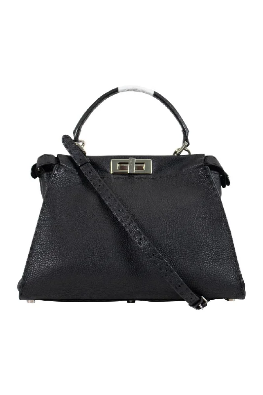 Leather Shoulder Bag with Magnetic Closure in Black for Quick Access[WB3069] Fendi | Cross-Body Bag